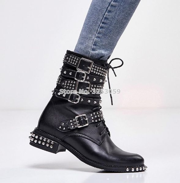 boots wowmen rivets knight low heel buckle strap ankle punk style studded riding motorcycle spike, Black
boots wowmen rivets knight low heel buckle strap ankle punk style studded riding motorcycle spike, Black