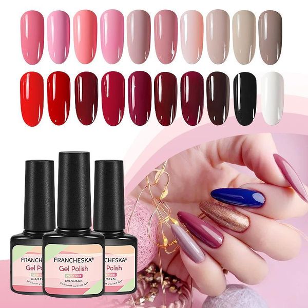 nail gel francheska 8ml candy color soak off uv led quickly dry varnish base coat polish art wholesale tslm1, Red;pink
nail gel francheska 8ml candy color soak off uv led quickly dry varnish base coat polish art wholesale tslm1, Red;pink