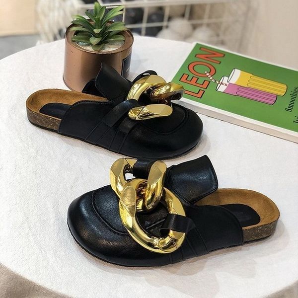 official website 70% off outlet new brand design gold chain women slipper closed slip on shoes round toe low heels casual slides flip flop s, Black
official website 70% off outlet new brand design gold chain women slipper closed slip on shoes round toe low heels casual slides flip flop s, Black