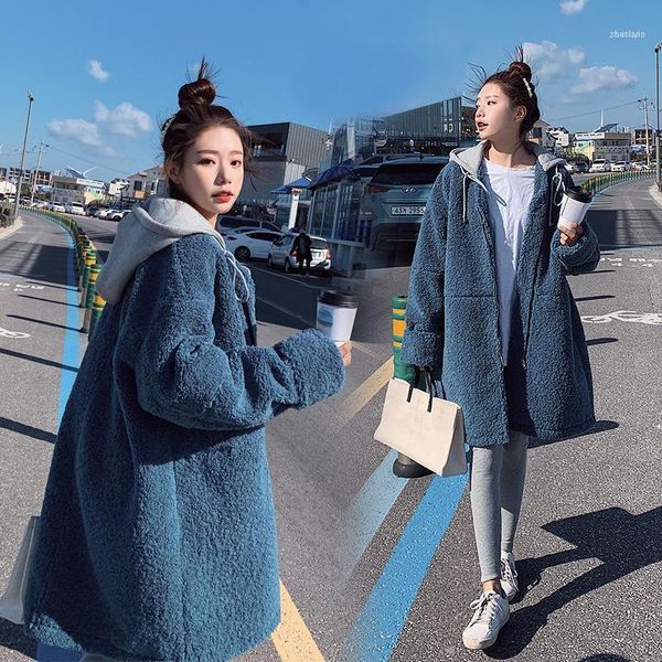 jane deiune winter women blue lamb wool coat casual girl long sleeved with hood loose outwear fashion chic casaco1, Black
jane deiune winter women blue lamb wool coat casual girl long sleeved with hood loose outwear fashion chic casaco1, Black