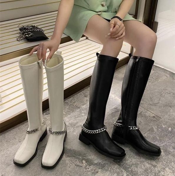 boots knee-high women metal decoration botas femininas square head ladies shoes simple zapatos mujer knight, Black
boots knee-high women metal decoration botas femininas square head ladies shoes simple zapatos mujer knight, Black