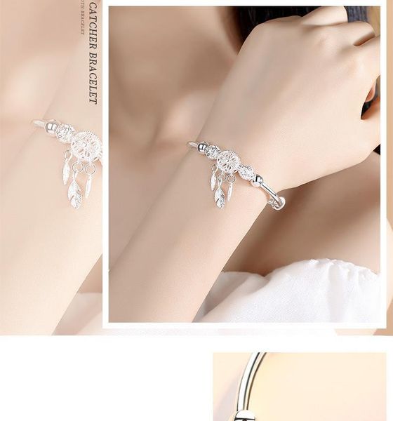 bangle 925 sterling silver dreamcatcher tassel charm bracelet &bangle fashion jewelry feather round bead adjustable elegant for women, Black
bangle 925 sterling silver dreamcatcher tassel charm bracelet &bangle fashion jewelry feather round bead adjustable elegant for women, Black