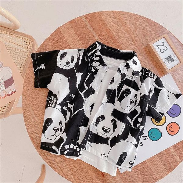 summer kids clothes black and white cartoon panda print t shirt short turn over boys, Blue
summer kids clothes black and white cartoon panda print t shirt short turn over boys, Blue