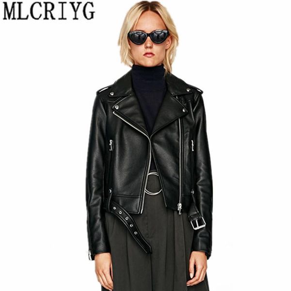 women's leather & faux 2021 pu jacket women short female jackets spring autumn outerwear motocycle coat with belt chaqueta mujer, Black
women's leather & faux 2021 pu jacket women short female jackets spring autumn outerwear motocycle coat with belt chaqueta mujer, Black
