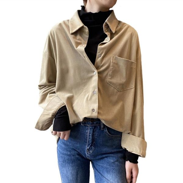 ladies vintage autumn winter loose corduroy blouse shirt women korean solid long sleeve blouse women shirt female blusas, White
ladies vintage autumn winter loose corduroy blouse shirt women korean solid long sleeve blouse women shirt female blusas, White