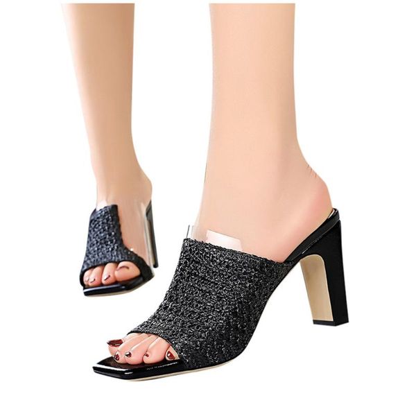 women sandals chunky heel transparent slippers ladies clear high heels summer sandalias plus size pumps casual shoes, Black
women sandals chunky heel transparent slippers ladies clear high heels summer sandalias plus size pumps casual shoes, Black