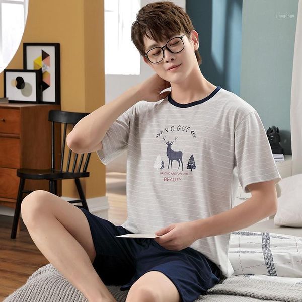 summer casual striped short sleeve cotton pajama sets for men korean sleepwear male homewear lounge night suit home clothes men's, Black;brown
summer casual striped short sleeve cotton pajama sets for men korean sleepwear male homewear lounge night suit home clothes men's, Black;brown