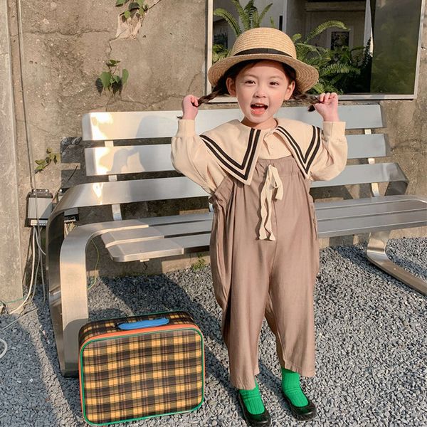 2021 girls' south spring new korean suspenders clothing suit children's navy collar sweater loose two piece set fashion, Blue
2021 girls' south spring new korean suspenders clothing suit children's navy collar sweater loose two piece set fashion, Blue