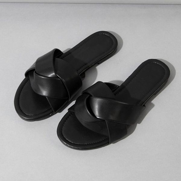 slippers ladies black casual outdoor beach sandals 2021 plus large size 36-42