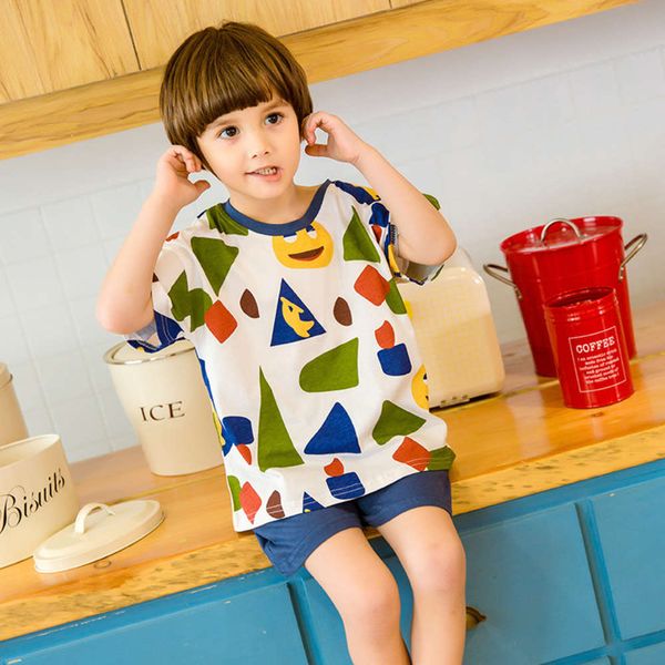 children's pajamas short sleeve thin pure cotton summer home little boys' cartoon air conditioning clothes, Blue;red
children's pajamas short sleeve thin pure cotton summer home little boys' cartoon air conditioning clothes, Blue;red
