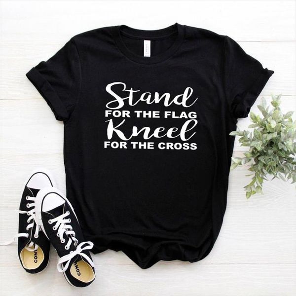 and women stand the men t shirt kneel cross print short sleeve o neck loose ladies causal tee, White;black
and women stand the men t shirt kneel cross print short sleeve o neck loose ladies causal tee, White;black