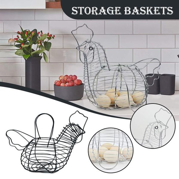 storage baskets chicken egg basket holder metal wire hen shaped kitchen rack home decor iron creative fruit decoration
storage baskets chicken egg basket holder metal wire hen shaped kitchen rack home decor iron creative fruit decoration