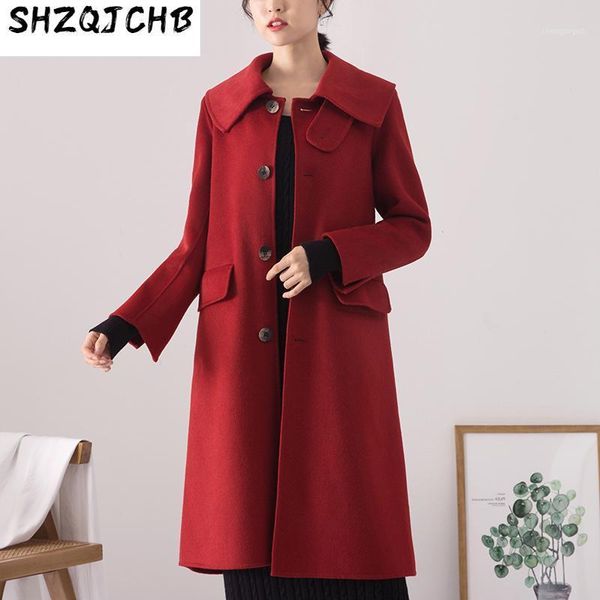 autumn and winter 100% woole double-sided pure cashmere coat women's long wool cyan color korean woolen over & blends, Black
autumn and winter 100% woole double-sided pure cashmere coat women's long wool cyan color korean woolen over & blends, Black