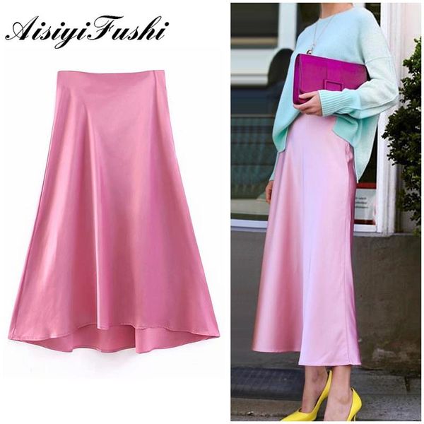 skirts aisiyifushi spring -coming pink long high street half length elastic women smooth satin quality, Black 
skirts aisiyifushi spring -coming pink long high street half length elastic women smooth satin quality, Black