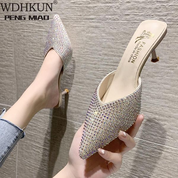 slippers fashion rhinestone mules shoes for women small square toe slip on sandals slides crystal high heels 2021, Black
slippers fashion rhinestone mules shoes for women small square toe slip on sandals slides crystal high heels 2021, Black