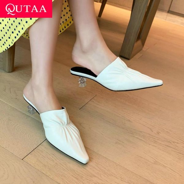 qutaa 2021 slingback med heel women slides pointed toe summer female pumps soft genuine leather all match sandals size 34-39, Black
qutaa 2021 slingback med heel women slides pointed toe summer female pumps soft genuine leather all match sandals size 34-39, Black