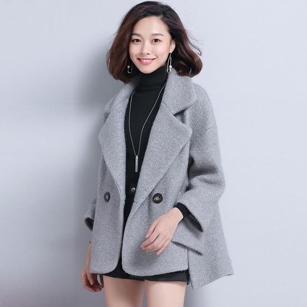 women's wool & blends abrigos short woolen coat women korean loose coats blend fashion casaco feminino overcoat kj178, Black
women's wool & blends abrigos short woolen coat women korean loose coats blend fashion casaco feminino overcoat kj178, Black