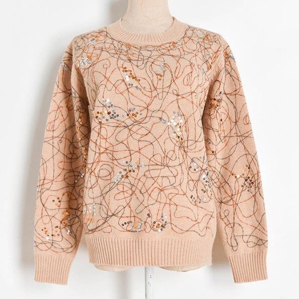 women's sweaters high fashion fall winter clothes jumper abstract graffiti stitch sequin knitted sweater women casual loose luxury pull, White;black
women's sweaters high fashion fall winter clothes jumper abstract graffiti stitch sequin knitted sweater women casual loose luxury pull, White;black