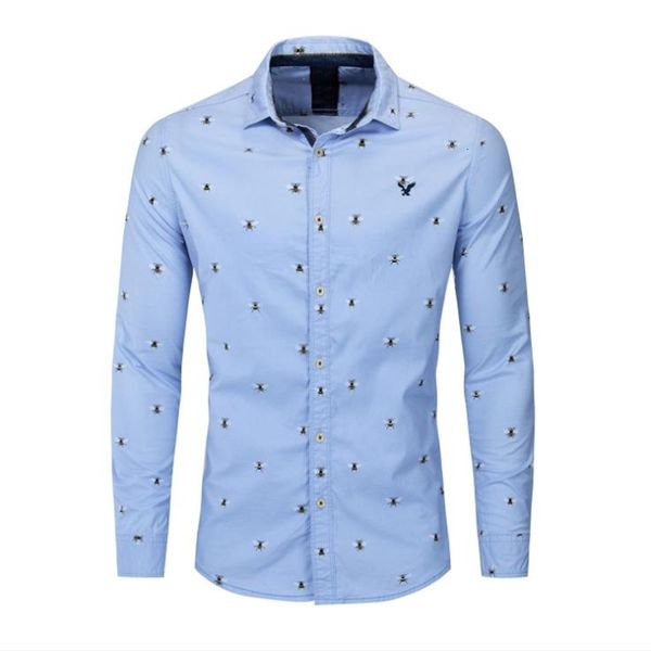 men's casual shirts mens bee printing social cotton loose long sleeved single breasted male spring autumn shirt camisa j3076, White;black
men's casual shirts mens bee printing social cotton loose long sleeved single breasted male spring autumn shirt camisa j3076, White;black