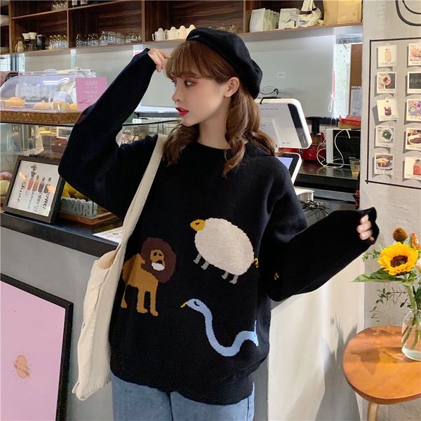 2021 plus size women's autumn winter new animal print base loose and thin sweater fxtv, White;black
2021 plus size women's autumn winter new animal print base loose and thin sweater fxtv, White;black