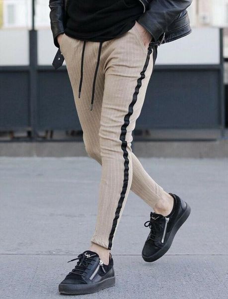 men's pants men sports pencil slim fit running joggers casual all-matching skinny long trousers striped drawstring, Black
men's pants men sports pencil slim fit running joggers casual all-matching skinny long trousers striped drawstring, Black