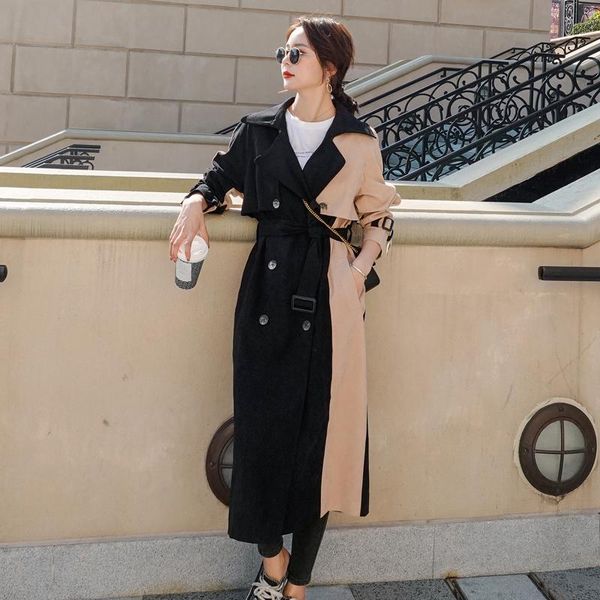 patchwork black-khaki long trench coat women spring autumn double breasted long windbreaker with flaps belts female outerwear, Tan;black
patchwork black-khaki long trench coat women spring autumn double breasted long windbreaker with flaps belts female outerwear, Tan;black
