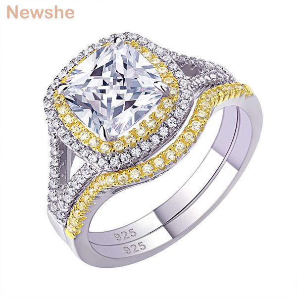 she 925 sterling silver halo yellow gold color engagement ring wedding band bridal set for women 1.8ct cushion cut aaaaa cz 210623, Slivery;golden
she 925 sterling silver halo yellow gold color engagement ring wedding band bridal set for women 1.8ct cushion cut aaaaa cz 210623, Slivery;golden