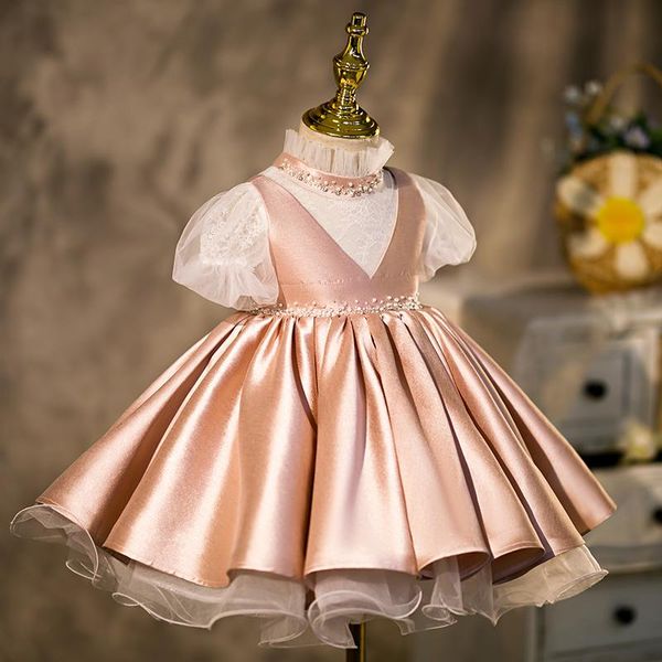 girl's dresses pink satin mesh puffy flower girl for wedding beading lovely princess birthday dress little girls pageant gowns, Red;yellow
girl's dresses pink satin mesh puffy flower girl for wedding beading lovely princess birthday dress little girls pageant gowns, Red;yellow