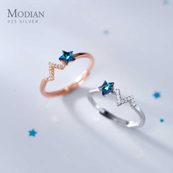 blue crystal star ring 925 sterling silver clear cz geometric wave open adjustable finger for women fine jewelry 210707
blue crystal star ring 925 sterling silver clear cz geometric wave open adjustable finger for women fine jewelry 210707