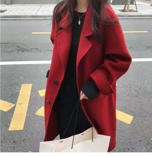 women's wool & blends winter coat women oversize fashion cashmere outerwear female long thickening warm woolen overcoat womens trench c, Black
women's wool & blends winter coat women oversize fashion cashmere outerwear female long thickening warm woolen overcoat womens trench c, Black