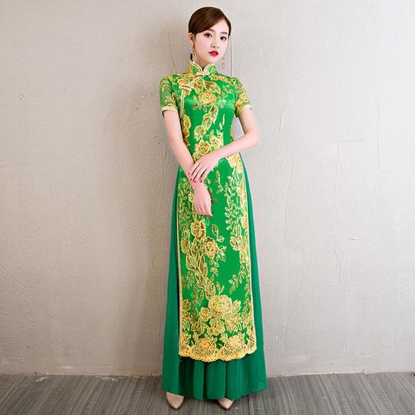 ethnic clothing green wedding party dress oriental evening cheongsam chinese traditional womens elegant qipao lace long robe retro vest, Red
ethnic clothing green wedding party dress oriental evening cheongsam chinese traditional womens elegant qipao lace long robe retro vest, Red