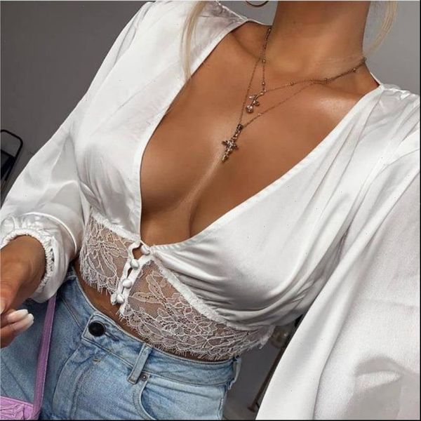 summer mesh sheer blouse women lady see through deep v neck lace floral crop long sleeve shirt blusa clothes, White
summer mesh sheer blouse women lady see through deep v neck lace floral crop long sleeve shirt blusa clothes, White