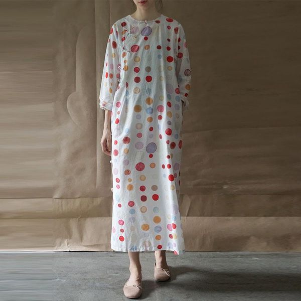casual dresses johnature women cotton linen o-neck plate buckle cheongsam 2021 autumn floral print pockets long sleeve vintage dress, Black;gray
casual dresses johnature women cotton linen o-neck plate buckle cheongsam 2021 autumn floral print pockets long sleeve vintage dress, Black;gray