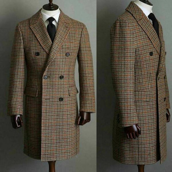 men's wool & blends plaid long coat winter and autumn windbreaker warm jacket commuter work, Black
men's wool & blends plaid long coat winter and autumn windbreaker warm jacket commuter work, Black