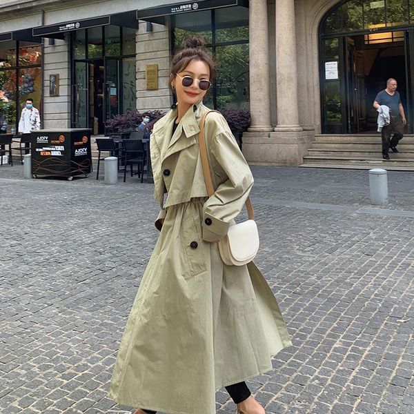 women's trench coats real s khaki windbreaker coat 2021 korean loose thin medium long spring and autumn over knee, Tan;black
women's trench coats real s khaki windbreaker coat 2021 korean loose thin medium long spring and autumn over knee, Tan;black