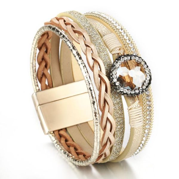 2021 fashion ladies wristband bracelet multilayer braided leather rope jewelry design powerful magnetic buckle jewelry, Golden;silver
2021 fashion ladies wristband bracelet multilayer braided leather rope jewelry design powerful magnetic buckle jewelry, Golden;silver