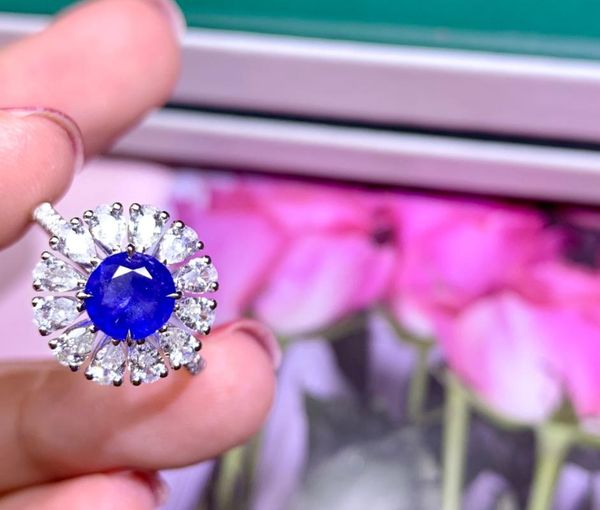 cluster rings xhd blue sapphire ring 1.43ct 18k gold natural unheat cornflower gemstone diamonds stone female, Golden;silver
cluster rings xhd blue sapphire ring 1.43ct 18k gold natural unheat cornflower gemstone diamonds stone female, Golden;silver