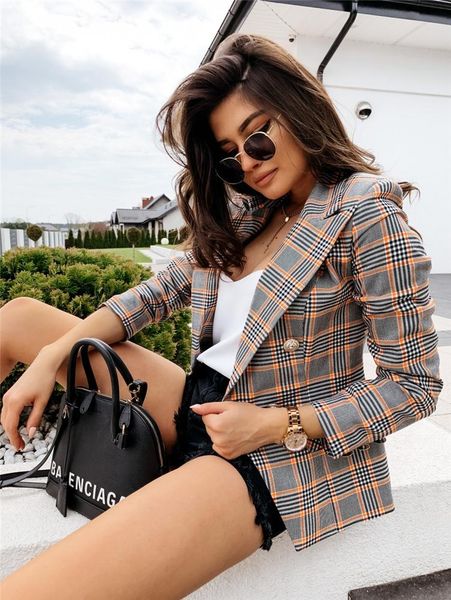 women's jackets women plaid tailored coat casual long sleeve collar suit side pocket jacket autumn winter double breasted, Black;brown
women's jackets women plaid tailored coat casual long sleeve collar suit side pocket jacket autumn winter double breasted, Black;brown