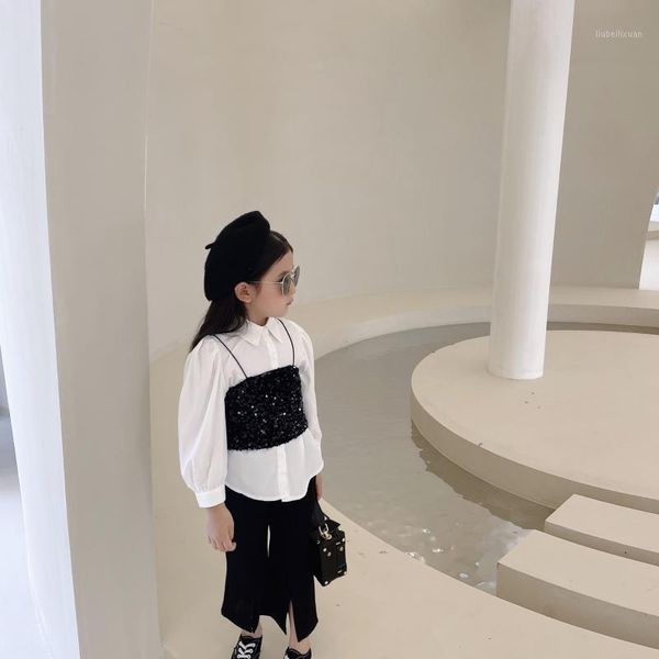 clothing sets girls autumn suit children's lapel long-sleeved solid color shirt + suspender sequined vest two-piece girl clothes1, White
clothing sets girls autumn suit children's lapel long-sleeved solid color shirt + suspender sequined vest two-piece girl clothes1, White