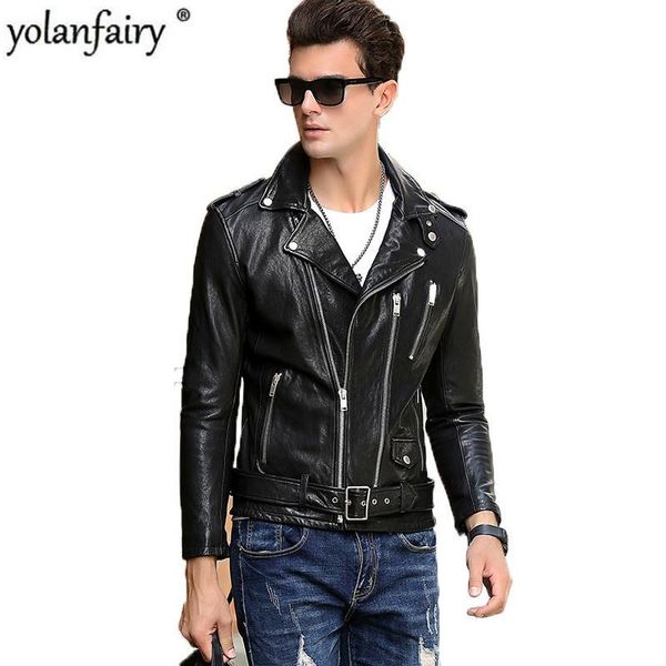 men's leather & faux genuine jacket autumn winter men real sheepskin coat streetwear motorcycle chaqueta hombre 9189 my1703, Black 
men's leather & faux genuine jacket autumn winter men real sheepskin coat streetwear motorcycle chaqueta hombre 9189 my1703, Black