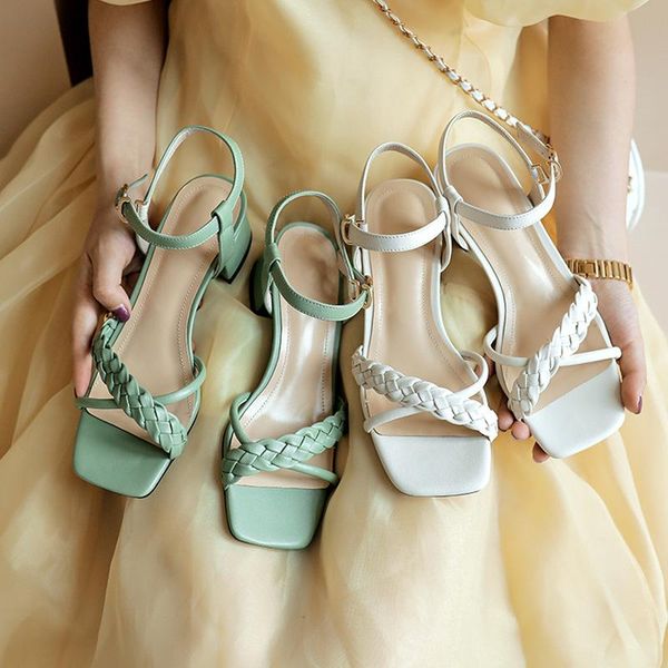 sandals summer fashion weave genuine leather solid color women's shoes mid heel open toe chunky square, Black
sandals summer fashion weave genuine leather solid color women's shoes mid heel open toe chunky square, Black