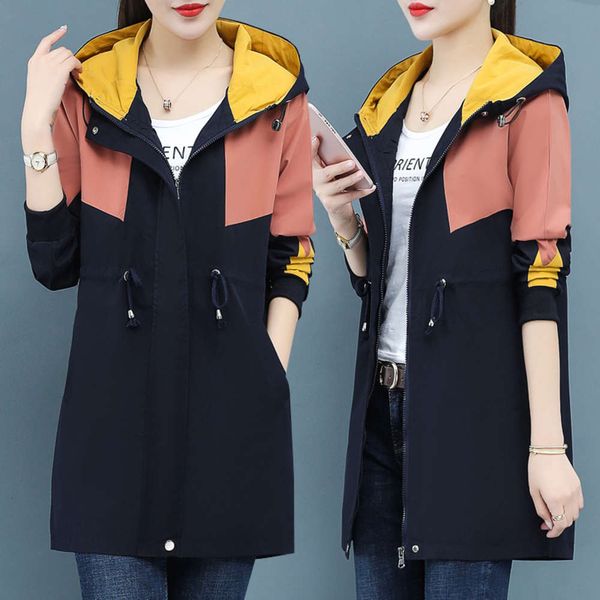 mid length windbreaker women's spring and 2020 new waist slim hooded autumn small versatile coat, Black
mid length windbreaker women's spring and 2020 new waist slim hooded autumn small versatile coat, Black