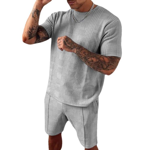 men's tracksuits mens tracksuit set summer t-shirt knee-length shorts 2pcs suit casual solid outfit loungewear men sets, Gray
men's tracksuits mens tracksuit set summer t-shirt knee-length shorts 2pcs suit casual solid outfit loungewear men sets, Gray