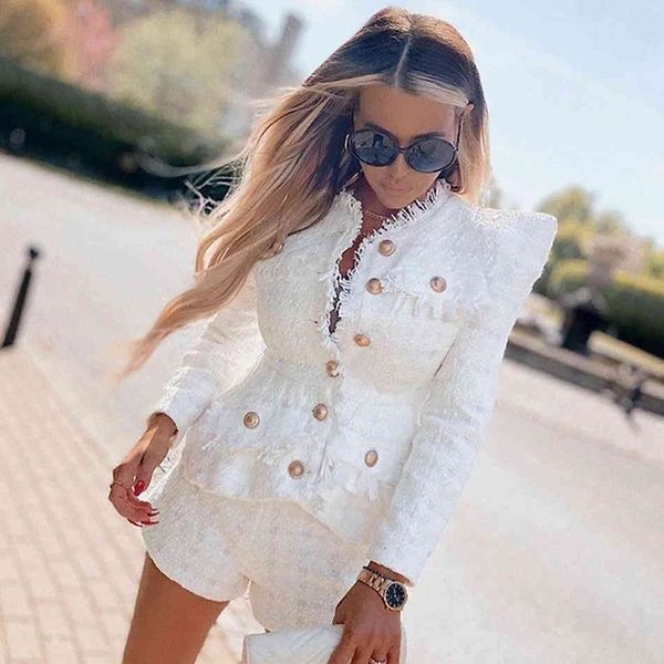 two piece dress elegant white tweed women set single-breasted fringed jacket & high waist shorts suit fashion celebrity party sets
two piece dress elegant white tweed women set single-breasted fringed jacket & high waist shorts suit fashion celebrity party sets