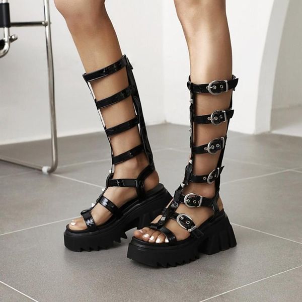 knee high sandals belt buckle rivet gladiators roman shoes retro womens wedge high heel casual hollow out summer punk 2021, Black
knee high sandals belt buckle rivet gladiators roman shoes retro womens wedge high heel casual hollow out summer punk 2021, Black