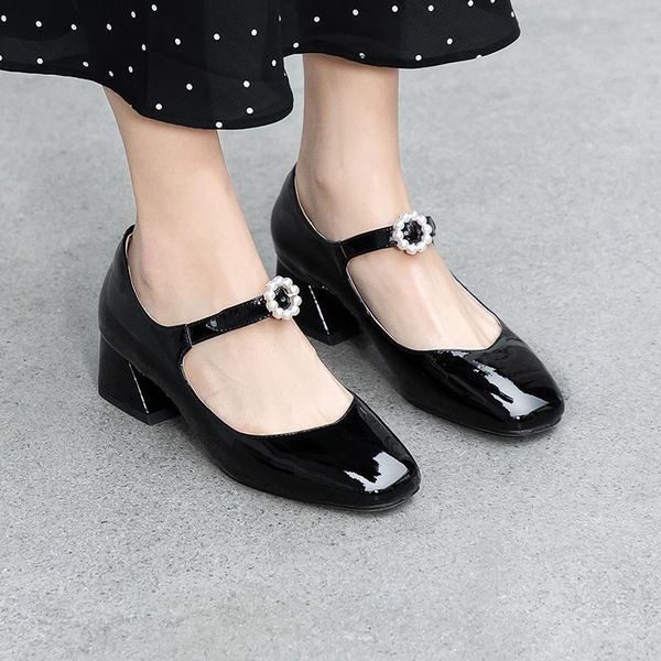 dress shoes 2021 spring mary jane women's pumps genuine leather sweet pearl high heels ladies dating zapatos mujer, Black
dress shoes 2021 spring mary jane women's pumps genuine leather sweet pearl high heels ladies dating zapatos mujer, Black