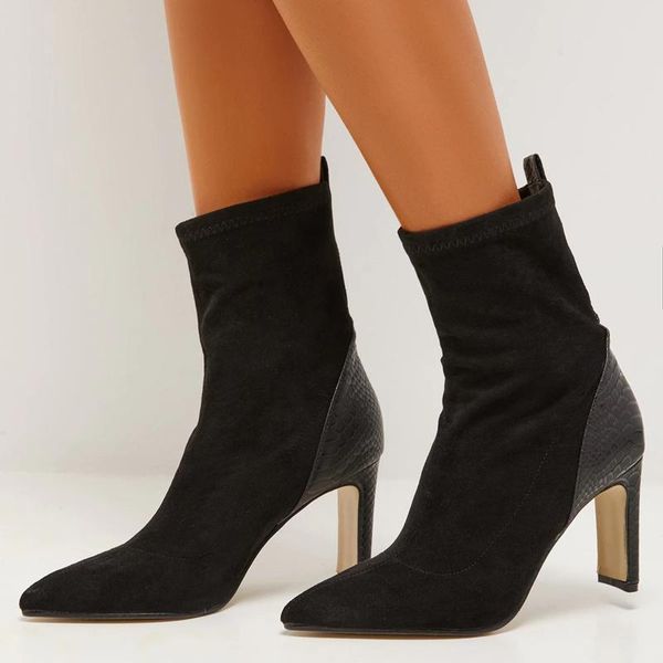 boots short women's autumn and winter 2021 flock ankle pointed toe high heels stiletto spring thin, Black
boots short women's autumn and winter 2021 flock ankle pointed toe high heels stiletto spring thin, Black