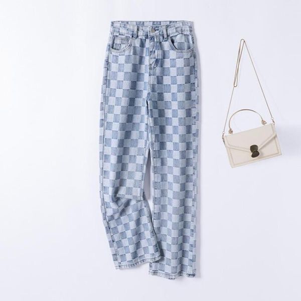 women's jeans 2021 autumn winter loose women big size high waist personality plaid printing denim wide leg pants trousers w414, Blue
women's jeans 2021 autumn winter loose women big size high waist personality plaid printing denim wide leg pants trousers w414, Blue