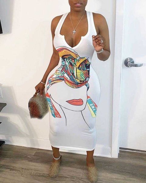 fashion figure print slim fit bodycon party dress sleeveless dress plunge thick strap casual midi dress 210716, Black;gray
fashion figure print slim fit bodycon party dress sleeveless dress plunge thick strap casual midi dress 210716, Black;gray