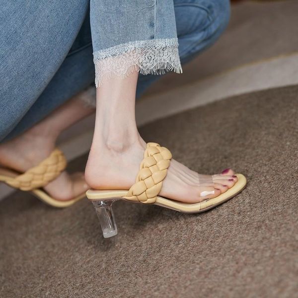 slippers fashion weave women summer open toe transparent pvc simple clear heels woman slides purple big size 34-43, Black
slippers fashion weave women summer open toe transparent pvc simple clear heels woman slides purple big size 34-43, Black
